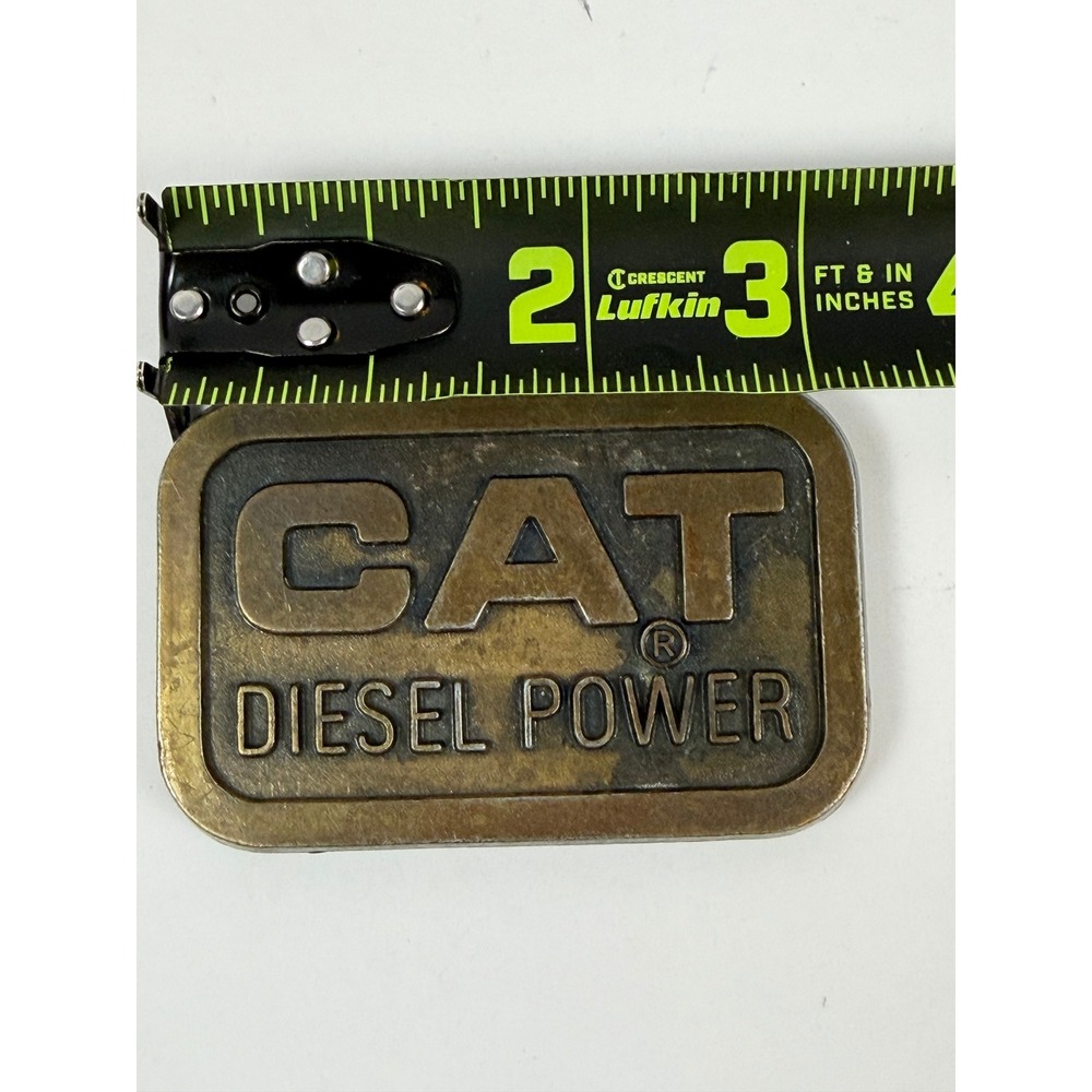 Vintage 1976 Caterpillar CAT Diesel Power Belt Buckle – Brass‑Tone 3.25"